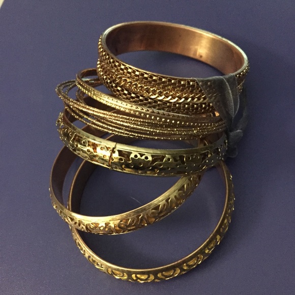 Jewelry - Beautiful! 6 Bangles Bracelets Goldtone/Brass Warm